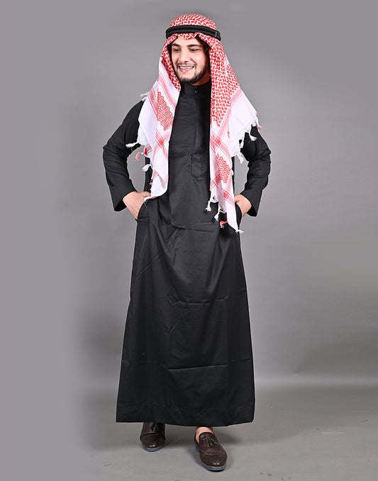 Nadwi Garments Special Arabian Jubba / Thobe with Eqal and Red Rumal