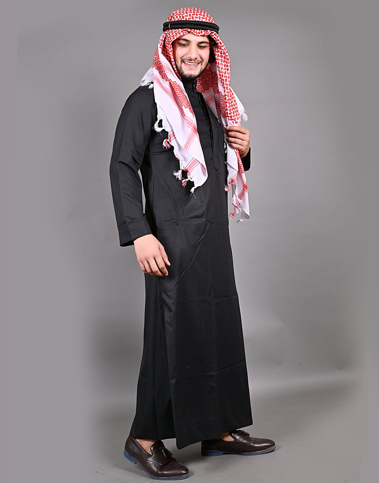 Nadwi Garments Special Arabian Jubba / Thobe with Eqal and Red Rumal