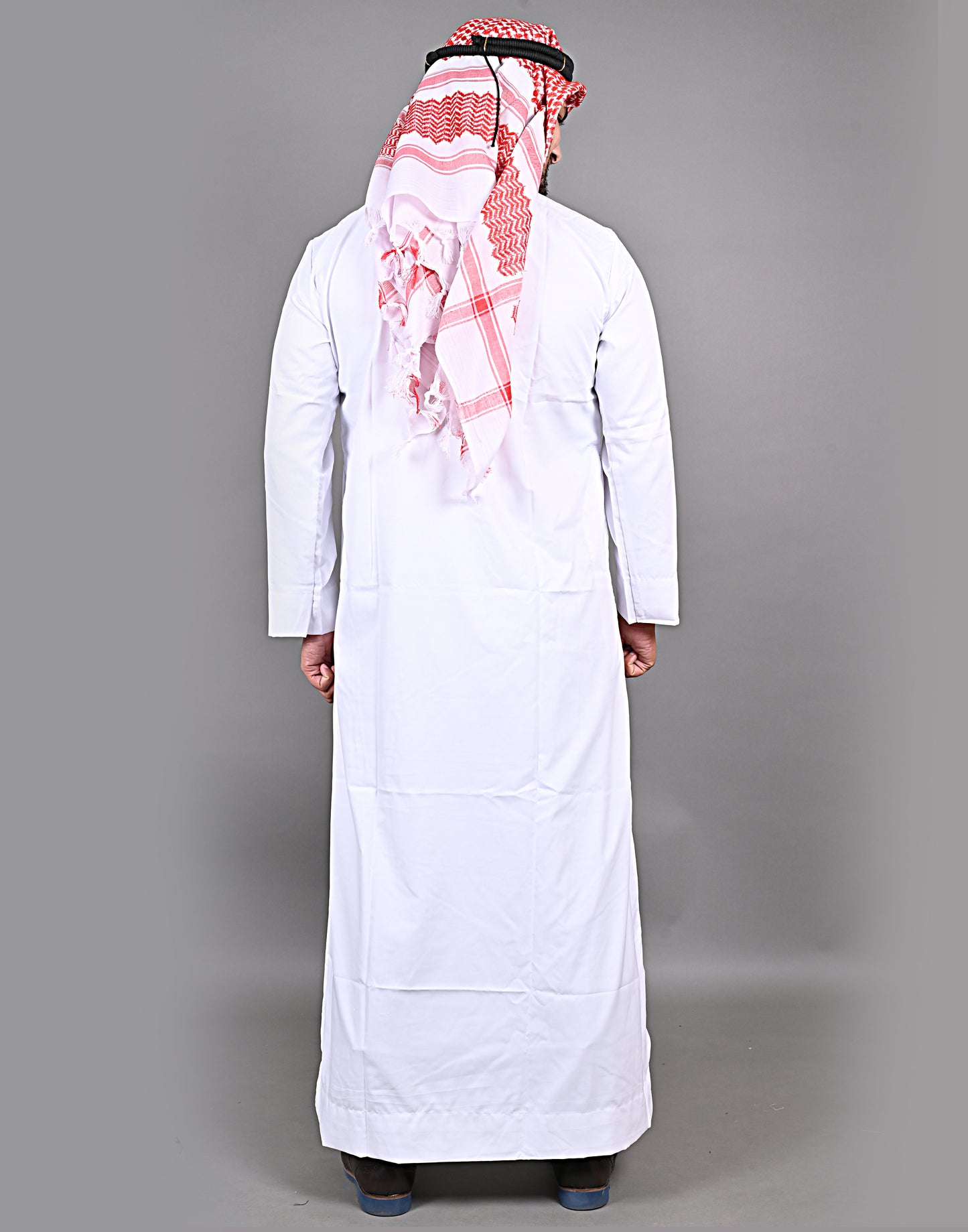 Nadwi Garments Special Arabian Jubba / Thobe White with Eqal and Red Rumal