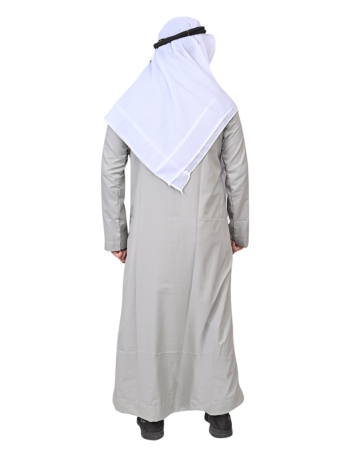 Nadwi Garments Special Arabian Jubba / Thobe with Eqal and Red Rumal Light Grey