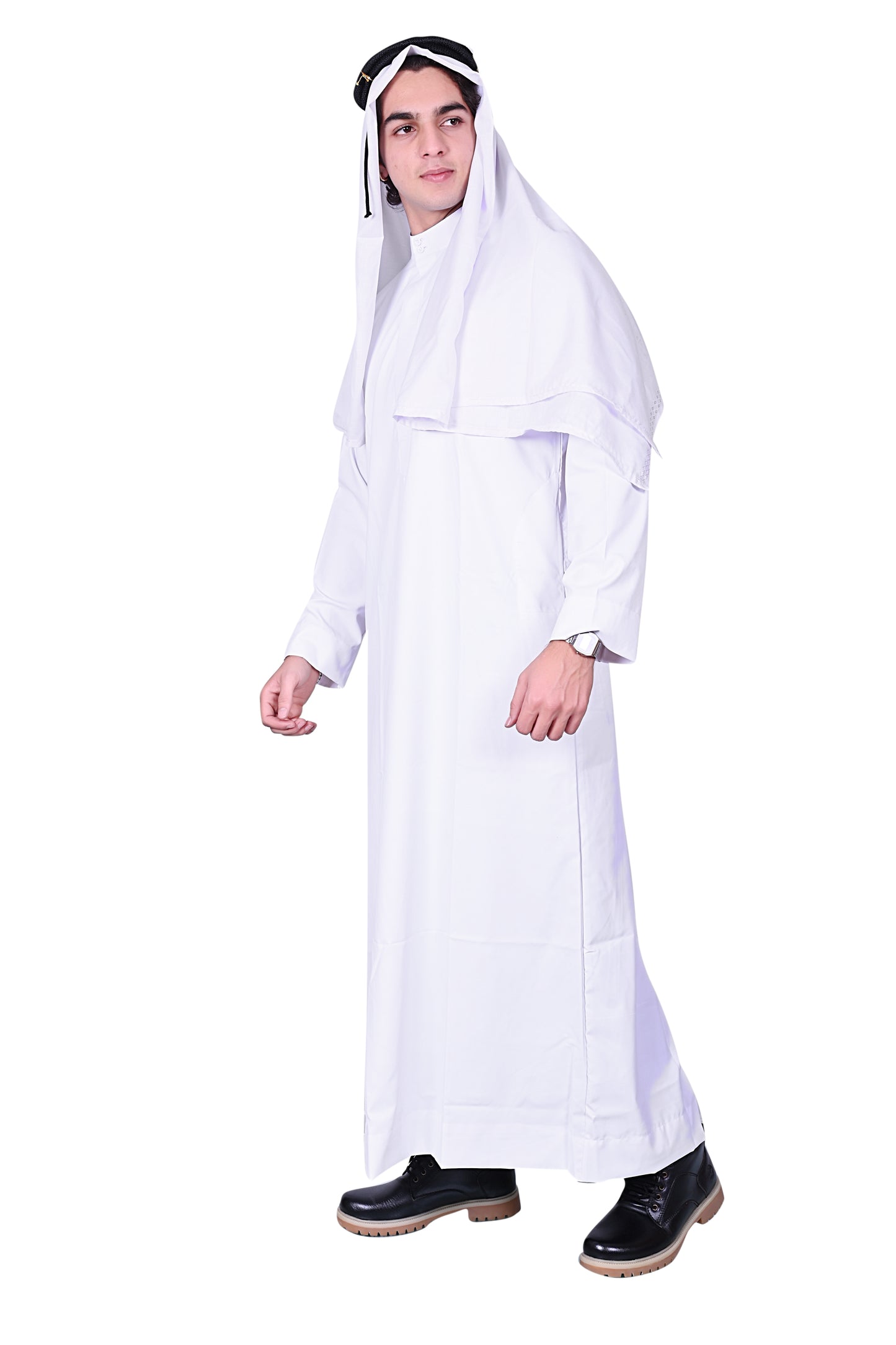 Nadwi Garments Special Arabian Jubba / Thobe White with Eqal and White Rumal