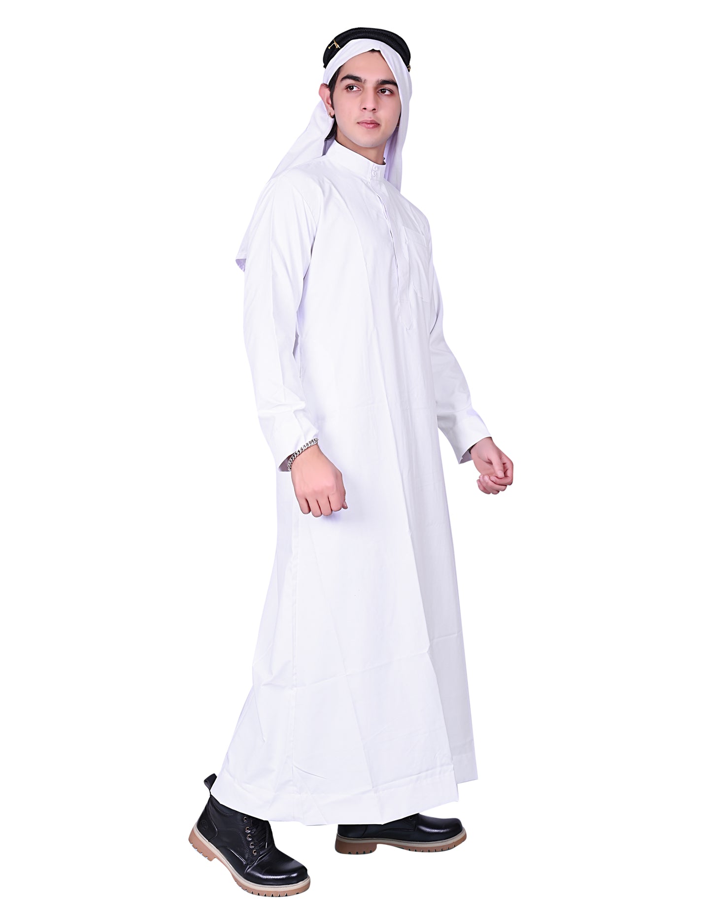 Nadwi Garments Special Arabian Jubba / Thobe White with Eqal and White Rumal